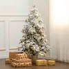 Árvore de Natal Coberta de Neve Nova Transfronteiriça 135cm Cheia de Pinos com Luzes Embutidas Árvore em Vaso Entrada de Villa Decoração de Natal Árvore de Neve