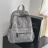 Mochila Acolchoada Xadrez Estilo Coreano 2026 para Mulheres, Mochila de Algodão Xadrez Outono e Inverno, Pequena Bolsa Escolar Casual para Viagem