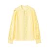 Comercio Exterior Ropa de Mujer 2025 Otoño Estilo Europeo y Americano Empalme Adorno de Encaje Cuello Redondo Mangas Largas Camisas Tops para Mujer F825163F