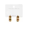 Aretes de Aro Brillantes con Circonita Microincrustada Color Marrón Maillard, Aretes Vintage de Lujo Ligero al por Mayor para Mujer