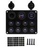 Rv Interruptor Ojo de Gato de 8 Bits Panel Combinado Redondo Caja de Fusibles para Coche Voltímetro Toma de Corriente Cargador USB Dual para Coche