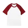 Camiseta Color Block 100% Algodão Roupa Familiar Logo Personalizado Transfronteiriça 200g Manga Curta Roupa Familiar Camiseta Cultural Raglan Infantil