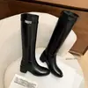 Botas Largas de Cuero Genuino con Suela Gruesa para Mujer 2026 Otoño/Invierno Nuevo Estilo Tacón Grueso Hebilla con Pedrería Botas Altas de Montar Botas Largas por Encima de la Rodilla para Mujer