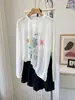 Camiseta Lyocell Estampada Floral Manga Longa Feminina Solta Proteção Solar Cover-up 2026 Novo Estilo Coreano Gola Redonda Top Leve