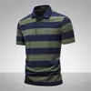 Jeep Spirit El Nuevo Estilo de Verano de Jeep Camisa Polo para Hombre de Solapa Rayada, Camiseta Casual Transpirable de Tacto Frío de Manga Corta