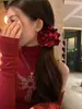 2025 Nova Atmosfera de Outono e Inverno Veludo Camélia Presilha Banana Feminina Elegante Elegante Flor Rabo de Cavalo Presilha Vertical Acessório de Cabeça