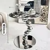 Mesa Lateral de Piedra de Lujo Ligero Estilo Italiano, Mesa Redonda de Lujo Ligero para Sala de Estar, Mesa Cuadrada de Esquina de Alta Gama, Mesa Redonda Pequeña de Piedra de Lujo para Balcón Minimalista
