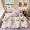 Ins desenho animado nude dormir lavável algodão conjunto de quatro peças mais vendido estilo fresco saia de cama algodão puro conjunto de três peças dormitório pessoa solteira fronha 1