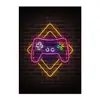 Pintura em tela gamer de comer e dormir controle de videogame Parede neon para sala de jogos decoração de casa núcleo da pintura