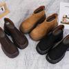Otoño e Invierno 2024 Nuevas Botas de Nieve de Piel Versátiles para Mujer con Tacón Alto y Suela Gruesa, Zapatos Acolchados de Algodón, Botines Forrados de Borrego con Tacón Grueso