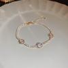 Pulseira Trevo de Quatro Folhas de Zircônia Banhada a Ouro Real Estilo Coreano Luxo Leve Sensação de Sofisticação Pulseira Nicho ins Atacado para Mulheres