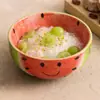 Tazón de Sandía con Cara Sonriente Pintado a Mano de Fábrica Cerámica Color Bajo Esmalte Tazón para Yogur Uso Personal Tazón para Fideos Tazón para Avena Casero Tazón para Arroz