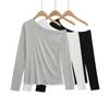 659-25 Primavera Nuevo Estilo Europeo y Americano Sexy Chica Caliente Ajuste Slim Irregular Hombro Inclinado Holgada Protección Solar Camiseta Cubre-Hombros
