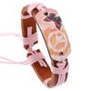 Pulsera punk de nuevo estilo para mujer con logo de la paz estampado en caliente, pulsera simple tejida a mano, ajustable con cordón de cuero