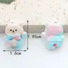 Oso de peluche con lazo tridimensional de aleación impresa de dibujos animados, agujero recto, accesorio para cadena de teléfono, llavero DIY