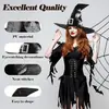 Nuevo Sombrero de Bruja de Halloween Fiesta Sombrero de Bruja de Cuero Sombrero de Bruja Negro Marrón Maquillaje Cos Accesorios
