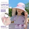 Sombrero de Protección Solar para Niños, Sombrero de Sol con Gradiente Abierto para Niñas, Protección UV, Chal de Sol de Verano para Playa, Sombrero de Sol de Pescador