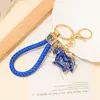 Bolsa de la Suerte Estilo Chino Llavero de Pony Colgante de Bolso Anillo Pedrería Metal Cordón de Cuero Llavero Atrae Riqueza