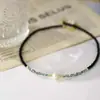 Collar de perlas finas con cuentas de cristal negro y detalles de cristal iridiscente, collar de una sola cuenta, lujo ligero de nicho, versátil para ir al trabajo
