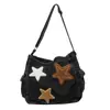 Bolso Bandolera de Mezclilla para Mujer Bolso de Hombro Lavado de Gran Capacidad Estilo Perezoso para Estudiantes Viajes al Trabajo Bolso Bandolera Estrella para Tutorías