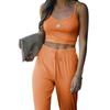 Conjunto informal de dos piezas para mujer, de comercio exterior, con tirantes cortos y pantalón liso, XX0108