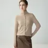 Suéter 100% caxemira pura, cardigã feminino de gola alta, agasalho quente, elegante e versátil, com modelagem justa e que valoriza o corpo