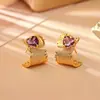 Aretes Trenzados Irregulares de Zirconia en Forma de Corazón en Forma de C Estilo Metálico Pendientes de Moda Personalizados de Alta Gama Estilo Fresco Adornos para Orejas