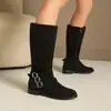 2026 Nuevas Botas Altas de Tacón Grueso con Hebilla Estilo Occidental para Comercio Exterior Transfronterizo Europeo y Americano Estación Independiente Otoño