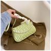 Bolsa de Mão com Pérolas de Design Nicho Coreano para Mulheres, Estilosa e Versátil, Bolsa de Ombro com Corrente Plissada, Bolsa Transversal da Moda