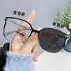 Armação de Óculos Estilo Gatinho Ins Europeu e Americano Tendência Fashion Feminina Óculos Lisos Exportação Transfronteiriça Óculos com Mudança de Cor Anti-Luz Azul