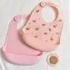 Babetes de Silicone para Crianças, Babadores 3D para Bebês, Babadores de Alimentação Impermeáveis e Laváveis, Babadores de Saliva Ultra-Macios, Desenhos Animados no Atacado