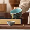 Juego de Cuatro Tazas para Matcha Horneadas, Juego de Té Japonés, Batidor de Té de Cerámica, Mezclador de Polvo de Matcha