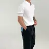 Camisa Polo Casual de Manga Corta para Hombre de Verano, Moderna y a la Moda, Versátil Top de Color Sólido con Cuello de Solapa, Camiseta de Punto Holgada Estilo Japonés
