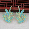 Accesorios de Joyería Goteo de Aceite Imitación Jade Hecho a Mano DIY Cobre con Conservación de Color 30*20*2mm Material Flor Azul Quemado B3236