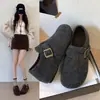 Zapatos Birkenstock Retro de Suela Gruesa y Felpa Fina para Mujer 2026 Otoño/Invierno Nuevos Redondos sin Cordones Suela Suave Versátiles Zapatos de Abuela para Mujer