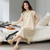 Camisón para Mujer, Algodón Puro, Verano sin Mangas, Delgado, Fresco, Pijama de Algodón Elástico, Falda Chaleco, Suelto, Talla Grande, Se Puede Usar Afuera