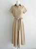 Vestido Elegante de Verão 2026 Estilo Francês Chic Coreano com Amarração na Cintura Emagrecedor de Comprimento Médio para Mulheres