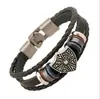 Casual, Artístico, Retrô, Bracelete de Couro com Fivela de Contas, Nova Joia de Exportação Europeia e Americana, Bracelete de Couro Genuíno