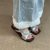 Sandálias Elegantes de Dedo Aberto Estilo Francês para Mulheres, Novo Modelo Verão 2026, Chinelos de Dedo com Bico Quadrado e Laço Estilo Fada com Solado Grosso