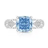 Anillo de Cubo de Azúcar Cortado Flor de Hielo de Piedra Preciosa Colorida Más Vendido en Tiktok, Diamante de Alto Carbono Súper Brillante, Anillo Chapado en Oro Real, Dropshipping de Transmisión en Vivo