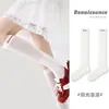 Calcetines Originales Renacimiento para Mujer Primavera y Verano Rayados de Malla Calcetines para Niña Transpirables Algodón Peinado Blanco Puro Calcetines hasta la Pantorrilla