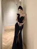 Vestido de Noche Sexy de Alta Gama con Volantes 2026 Elegante y con Estilo de un Solo Hombro para Anfitriona de Banquete, Modelo de Coche, con Abertura, Largo