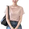 Blusa corta de manga corta para mujer con cuello de volante rosa estilo francés, nuevo diseño de verano 2026, top extremadamente elegante y con estilo