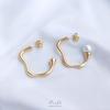 Aretes de Curva Abstracta Chic Francés con Baño de Oro de 14K que Conservan el Color Hechos a Mano DIY Accesorios Materiales para Engaste de Perlas de Medio Orificio