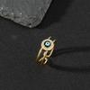 Suministro de Joyería Transfronteriza Europea y Americana Cobre Zircón Esmalte Anillo Gota de Aceite Ojo Turco Retro Anillo de Cola Anillo Abierto