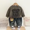 Conjunto de Ropa para Niños Primavera y Otoño 2025 Nueva Sudadera Infantil Digital de Cuello Redondo Ropa de Primavera para Niños Pequeños Ropa de Bebé Conjunto de Dos Piezas