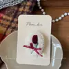 Nuevo Estilo Coreano Dulce Rojo Dibujos Animados Pasador Tela Niños Lado Roto Flequillo Clip Accesorios para el Cabello de Niña Hechos a Mano