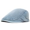 Boné de brim com lavagem jeans masculino boina retrô britânica chapéu frontal desfiado moda feminina chapéu de pintor para circunferência de cabeça grande