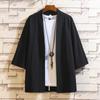 2025 Verão Nova Chegada Estilo Chinês Masculino Solto Cor Sólida Hanfu Cardigan Camisa plus size Casual Algodão e Linho Manga