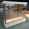 Vitrina para pan blanco, vitrina para pasteles de cumpleaños, vitrina de muestras personalizada, vitrina dorada, vitrina de hierro forjado y madera maciza